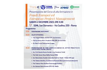 Ue Fondi europei ed European Project Management il 2 dicembre presentazione del corso di alta formazione