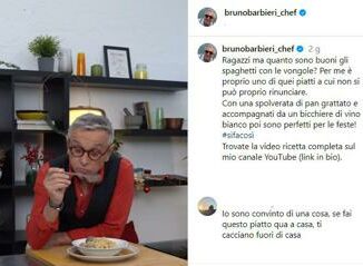 Chef Barbieri e gli spaghetti con le vongole rivolta su Instagram