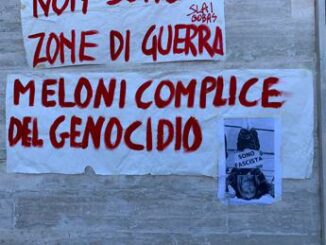 G7 corteo a Fasano sul muro anche foto di Meloni a testa in giu