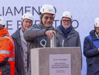 Fiere posata da Ieg prima pietra del nuovo padiglione del quartiere fieristico di Vicenza