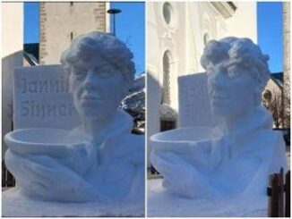 Sinner San Candido lo celebra Jannik diventa una scultura di neve